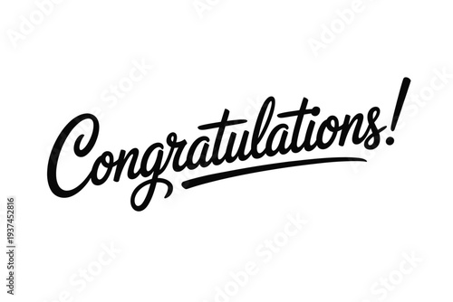 Black Congratulations Message on White Background