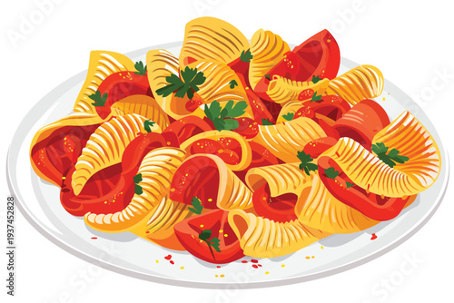 plate of conchiglione ai porcini isolated