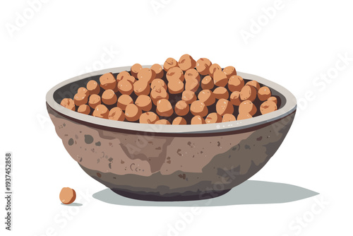 roasted chickpea in stone bowl isolated