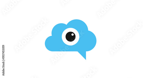 Blue cloud with one eye looking.