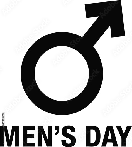 Graphic representation of men's day featuring a male symbol and text