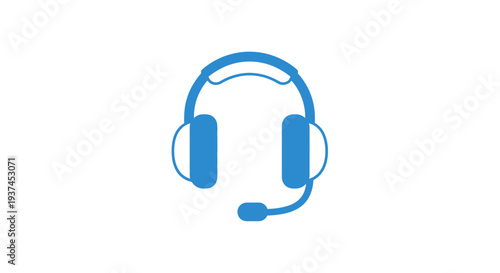 Blue Headset with Microphone and Earphones.