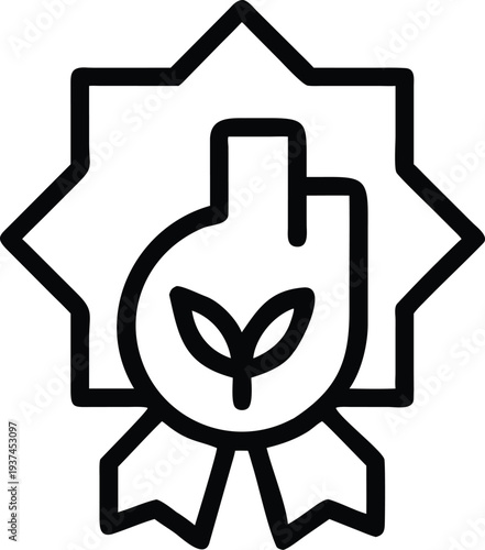 Eco Friendly Sustainable Research Badge with Plant in Laboratory Flask