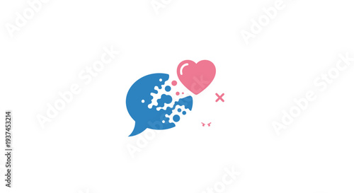 Blue Speech Bubble with Heart Symbol.