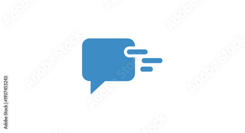 Blue speech bubble with lines.