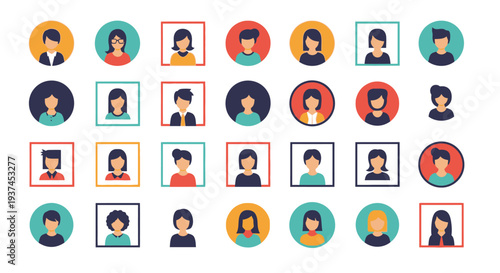 Diverse Group of People Icons Faces.