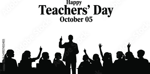 Celebrating teachers on a special day with students in silhouette.