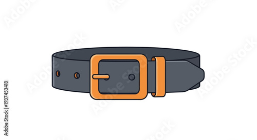 Black leather belt with orange buckle.