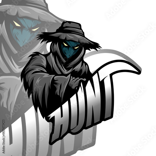 Dark Reaper Hunter Esports Mascot Logo Illustration