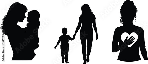 Silhouette depiction of a diverse family sharing love and support