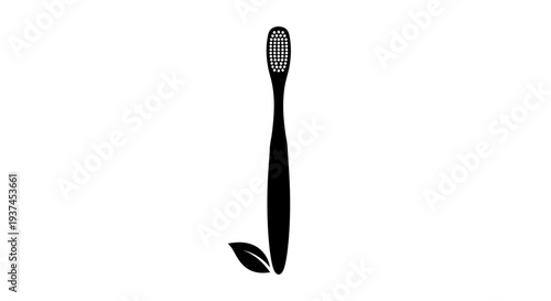 Black Toothbrush with Small Leaf.