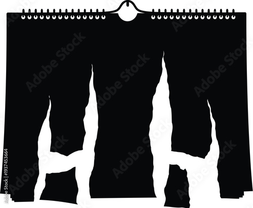 A minimalist black and white illustration of a pair of pants with a belt hanging.