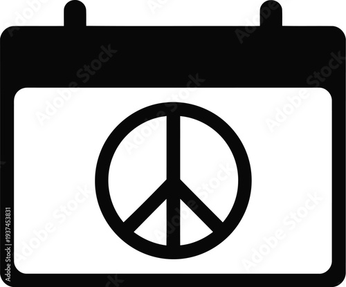 Peace symbol on a calendar page emphasizing harmony and mindfulness in daily life