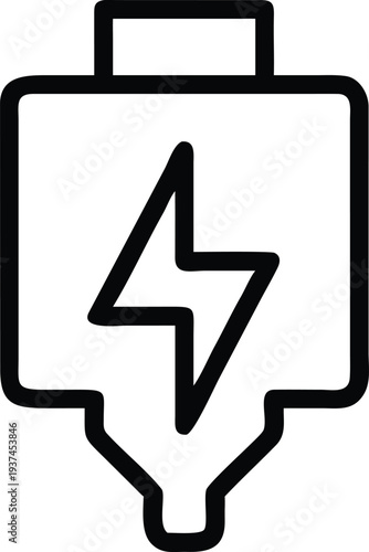 Electric power charge symbol in a container signifying stored energy or power supply