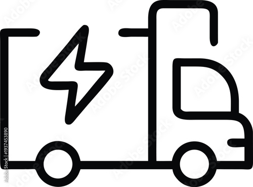 Electric powered delivery truck with a lightning bolt symbol for efficient eco friendly transportation