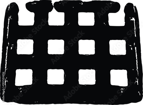 Black rubber grid mat with evenly spaced square indentations for organization or drainage.