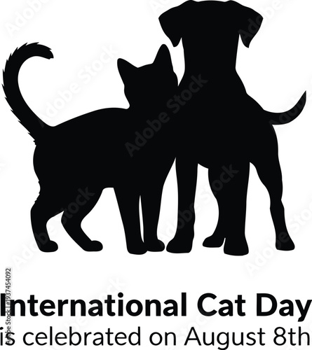 Celebrating international cat day with a charming black and white feline duo