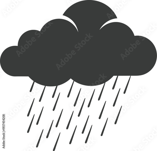 A dark cloud releasing rain droplets onto an open space below