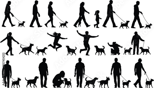 Title: Black silhouette set of Middle Eastern families in traditional attire showing parents children and cultural garments for multicultural family and community illustrations