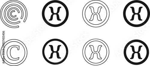 Copyright and X Symbol Icons on White Background untitled