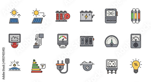 Collection of various technology icons.
