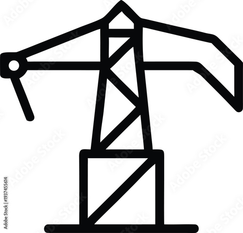 Essential Oil Pump Jack Rig Outline Symbol for Energy Extraction Industry Sector