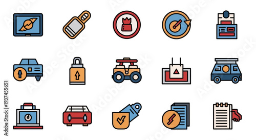 Collection of vehicle service icons.
