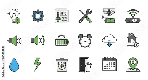 Collection of technology and business icons.
