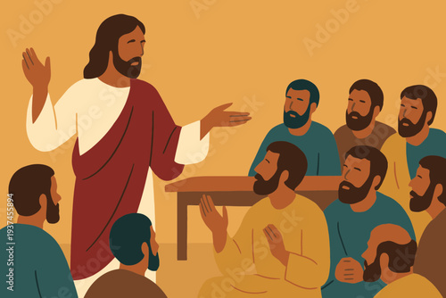 Jesus Explaining the Meaning of Foot Washing to Disciples After Maundy Thursday Supper