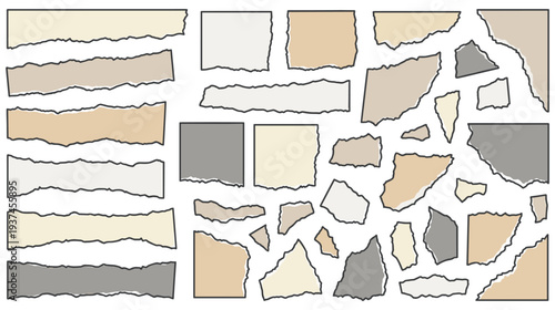 Scrap paper pieces different colors and sizes for collage backgrounds