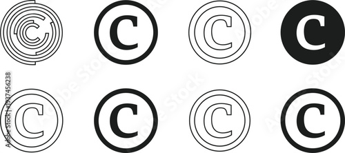 Copyright Symbol Icons on White Background untitled