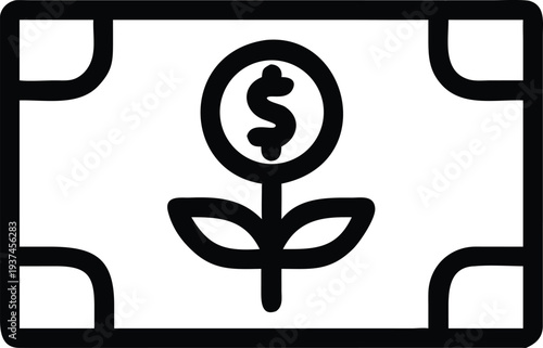 Financial growth money plant outline icon symbolizing investment returns and profit