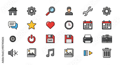 Collection of various computer icons.