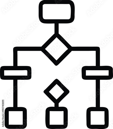 Hand drawn flowchart diagram illustrating a decision making process with multiple steps and choices