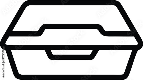 Hand drawn outline of a takeout food container for meals to go or delivery service