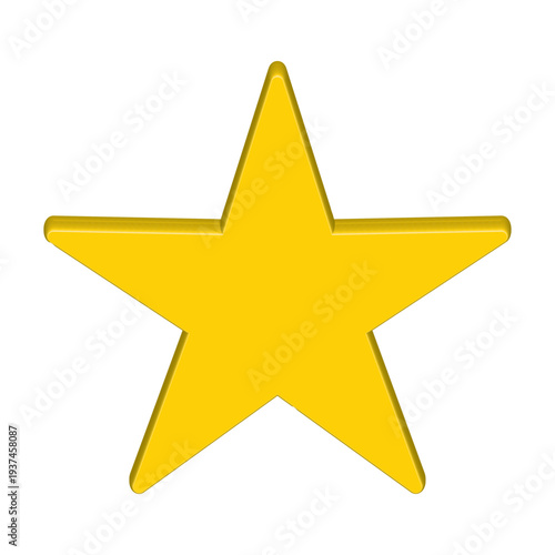 3D Yellow Star Vector Icon with Beveled Edges; Glossy Gold Five-Pointed Star for Rating, Award, Achievement, and Favorite Symbol. Isolated Graphic Design Element for Web, Apps and UI.