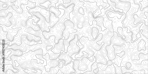 Topographic map contours illustration with gray lines on white background for design