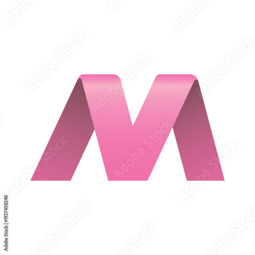 M pink ribbon alphabet