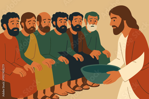 Apostles Seated in Anticipation During Maundy Thursday Foot Washing Ritual