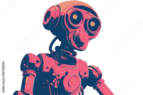 Atom punk robot vintage lifestyle isolated