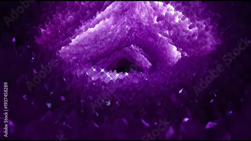 Wallpaper Mural Abstract purple amethyst crystal geode tunnel cave zooming into a glowing magical gemstone Torontodigital.ca