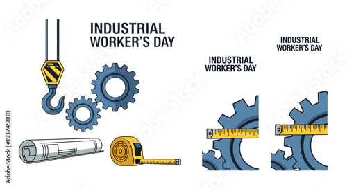 Industrial Tools and Mechanisms Illustration Demonstrating Work and Engineering Concepts
