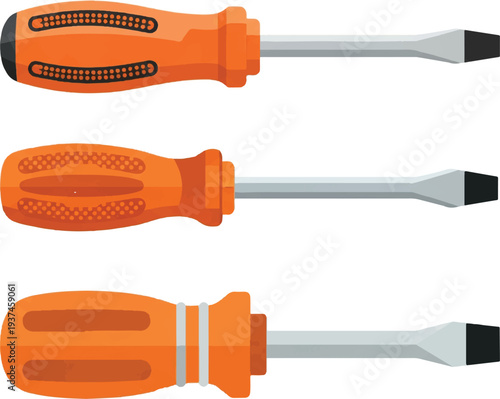 Vintage Etching Illustration of Flathead Screwdrivers for Tool and Hardware Concept