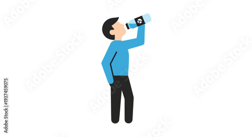 Man Drinking from a Water Bottle.
