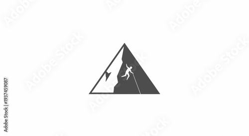 Man Climbing Triangle Logo Design Element.