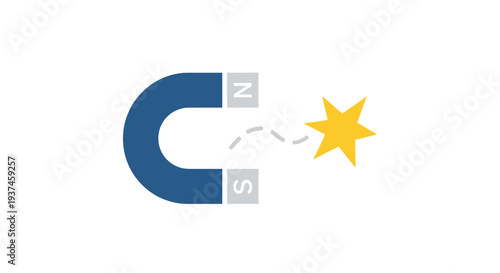 Magnet Attracting Yellow Star Object.