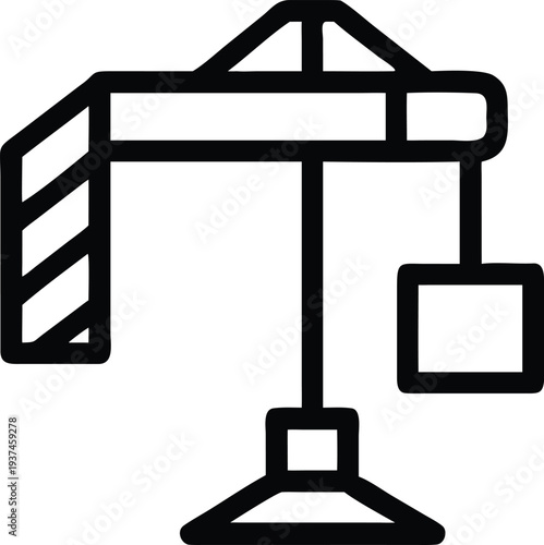 Industrial Construction Crane Lifting Heavy Materials Icon for Building Sites