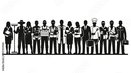 Diverse group of people in professional attire standing together