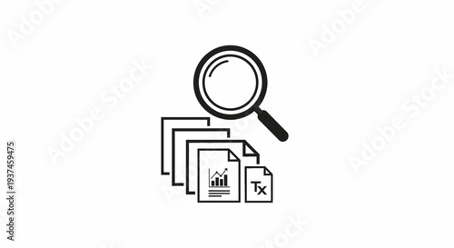 Magnifying glass on document files.