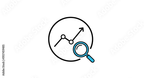 Magnifying glass on graph chart.